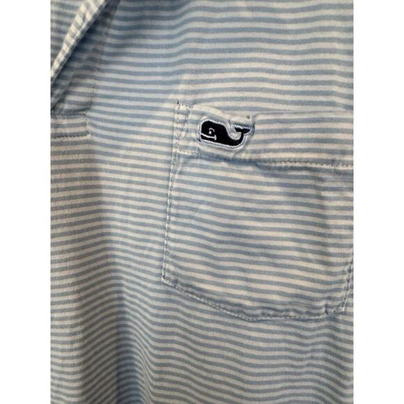 Vineyard Vines Men’s Polo Blue Striped Size L Whale Logo Pima Cotton - Picture 2 of 5